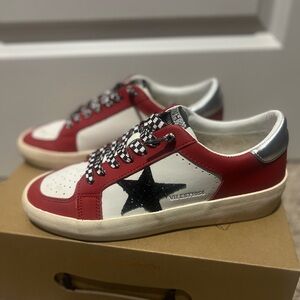 Vintage Havana Red and White Sneakers with Black Accents. Like new!